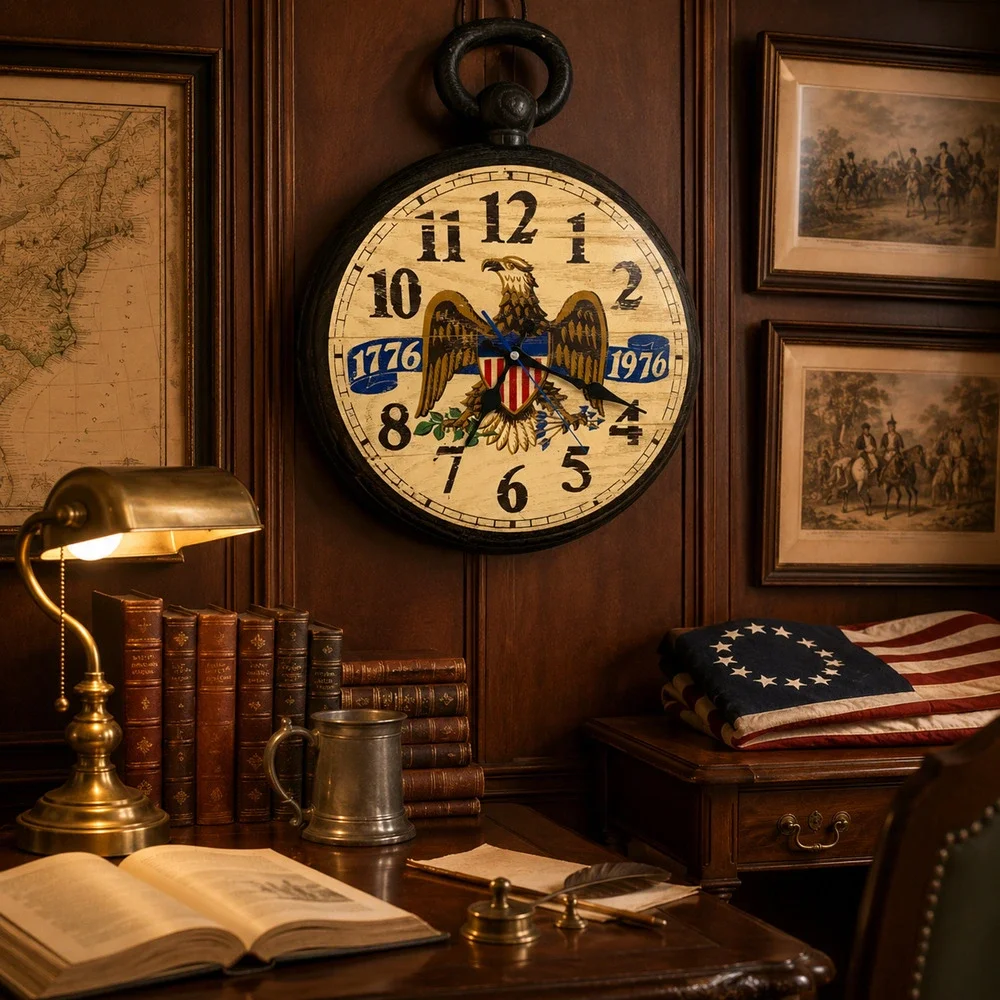 Vintage Robertshaw A73-T Bicentennial 1776-1976 Wall Clock Running USA Eagle
